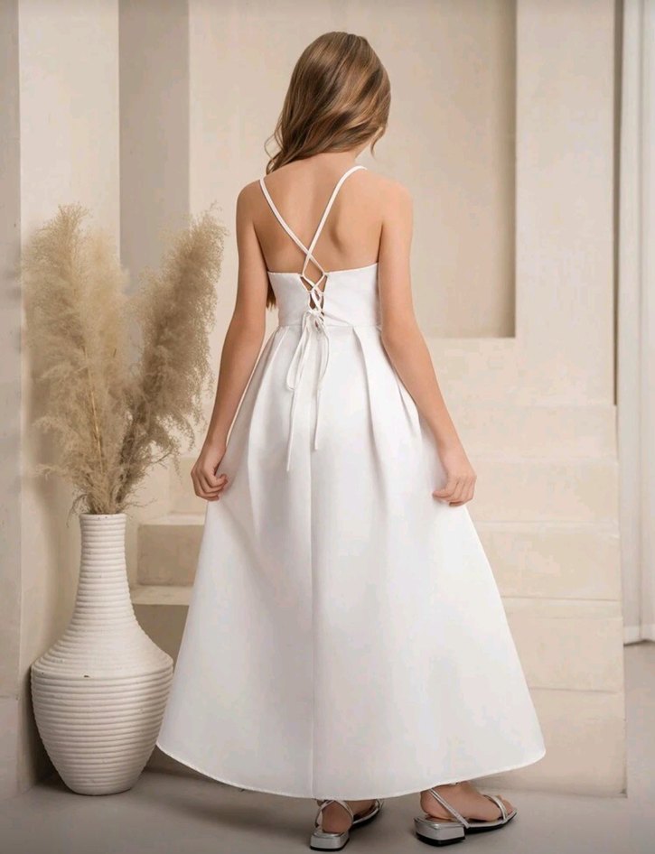 İnci tasarımlı mevsimlik beyaz elbise - Görsel 5