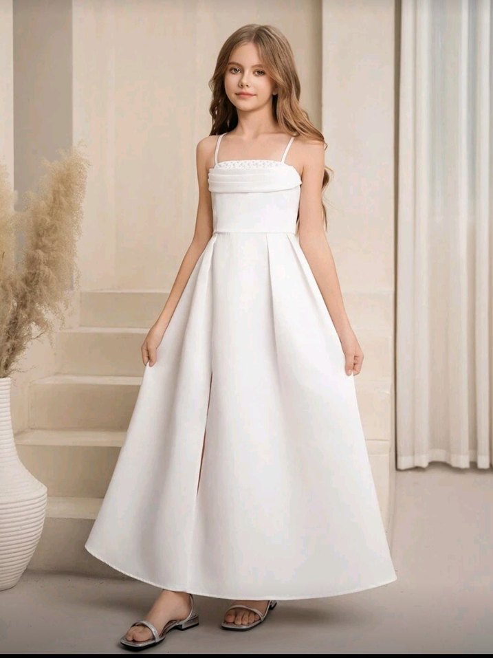 İnci tasarımlı mevsimlik beyaz elbise - Görsel 3