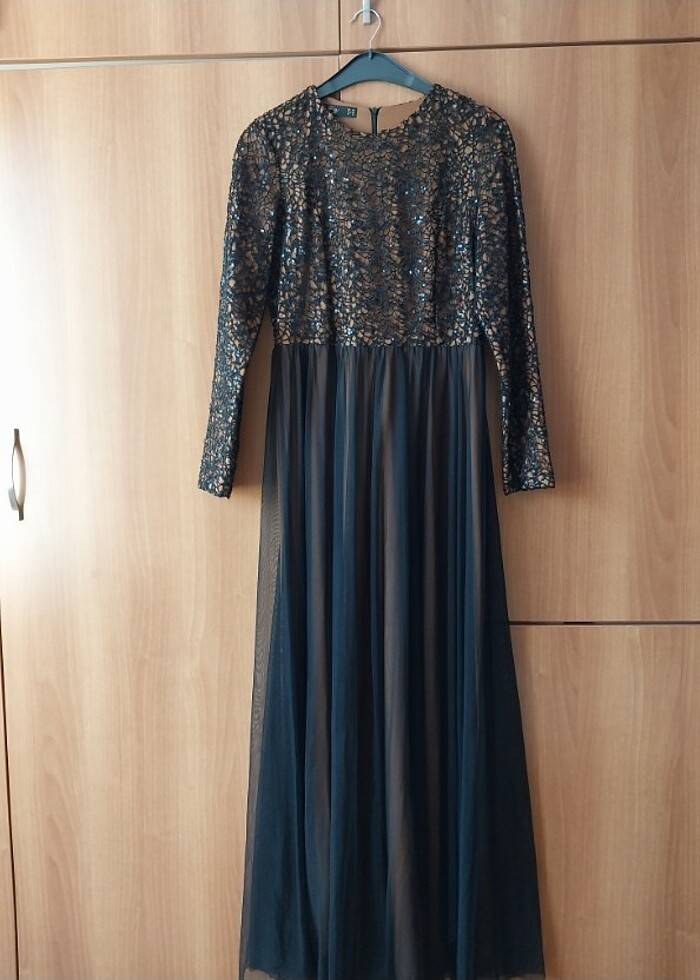 Kahverengi gece elbisesi - Görsel 3