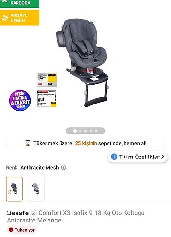 Besafe izi comfort x3 isofik 9-18kilo oto koltuğu anthracite mel