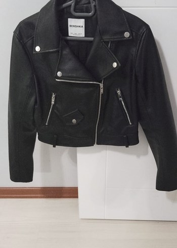 Siyah Mini Biker Deri Ceket