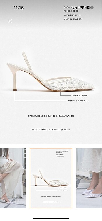 Diğer Nişantaşı shoes beyaz pullu topuklu ayakkabı