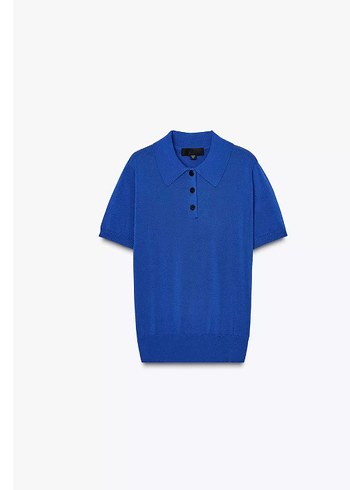 Zara Mavi Kısa Kollu Polo Tişört