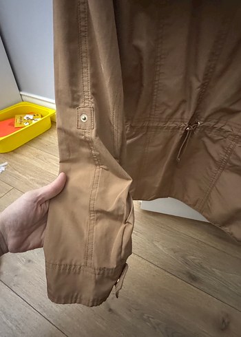 Açık parlak kahve kapşonlu ceket - Görsel 6
