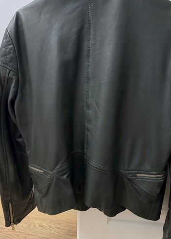 Fermuarlı Deri Kadın Biker Ceket - Görsel 5