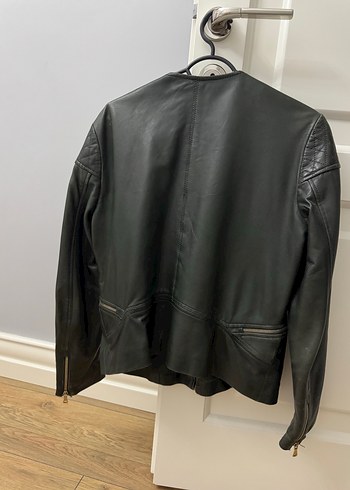 Fermuarlı Deri Kadın Biker Ceket - Görsel 6