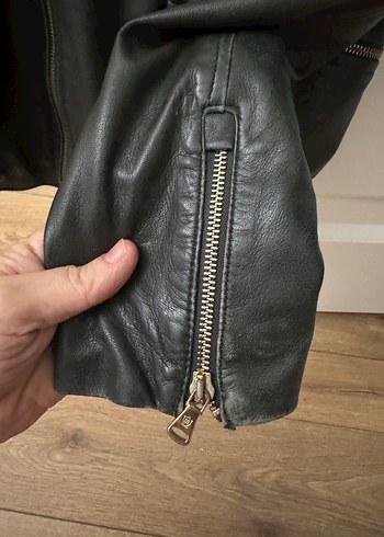 Fermuarlı Deri Kadın Biker Ceket - Görsel 4