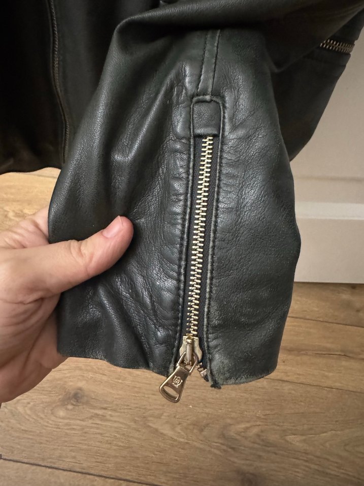 Fermuarlı Deri Kadın Biker Ceket - Görsel 4