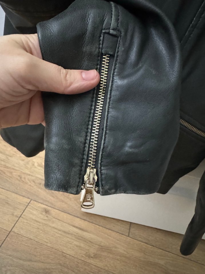 Fermuarlı Deri Kadın Biker Ceket - Görsel 3