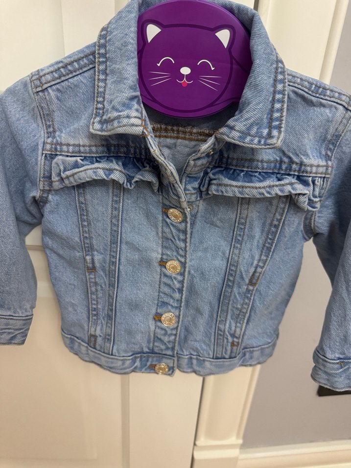 Kız Çocuk Düğmeli Denim Ceket - Görsel 4