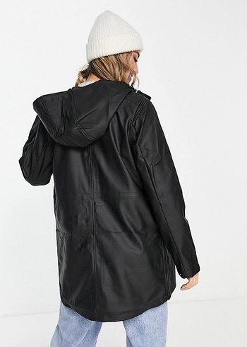 Siyah Deri Midi Yağmurluk - Görsel 2