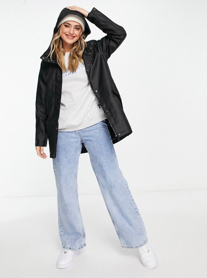 Siyah Deri Midi Yağmurluk - Görsel 4