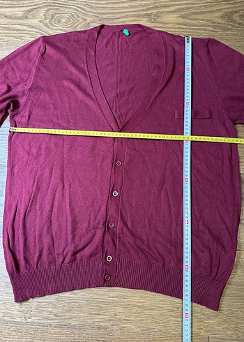 Bordo Düğmeli Erkek Hırka - Görsel 5