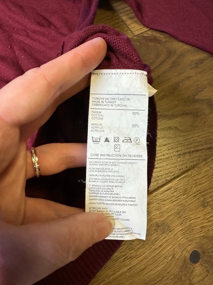 Bordo Düğmeli Erkek Hırka - Görsel 3