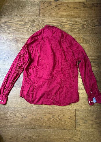 Bordo Uzun Kollu Keten Erkek Gömlek - Görsel 5