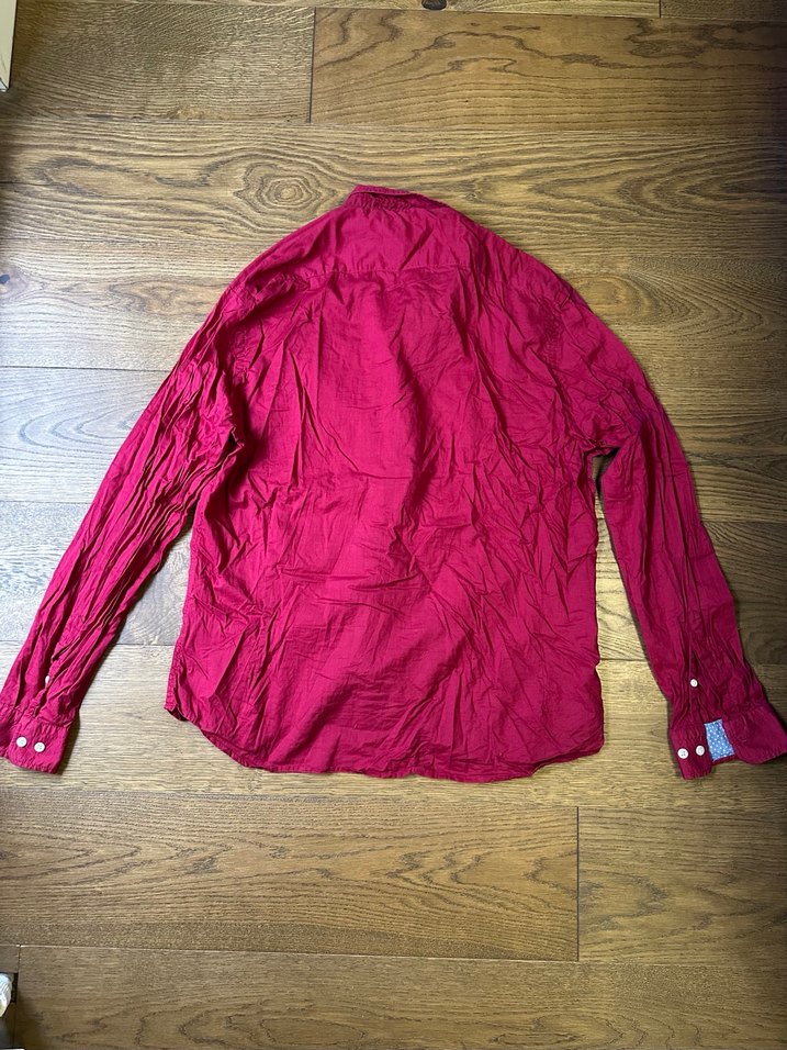 Bordo Uzun Kollu Keten Erkek Gömlek - Görsel 5