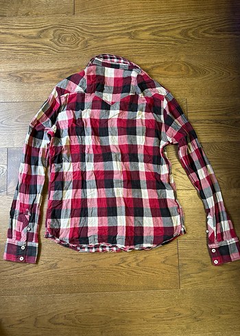 Düğmeli Kırmızı Ekose Erkek Gömlek - Görsel 5