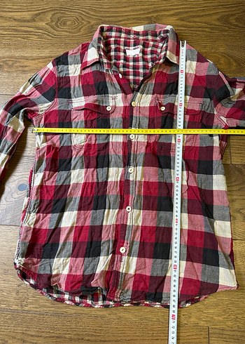 Düğmeli Kırmızı Ekose Erkek Gömlek - Görsel 4