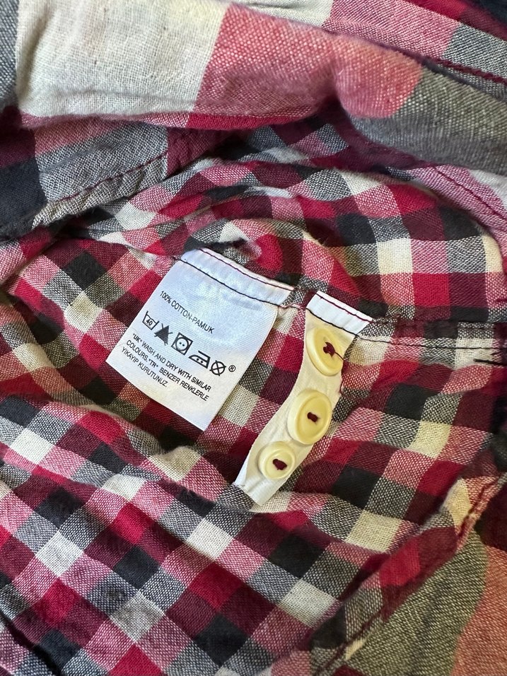 Düğmeli Kırmızı Ekose Erkek Gömlek - Görsel 3