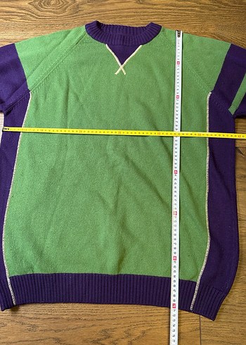 Yeşil Mor Renkli Örgü Erkek Kazak - Görsel 3