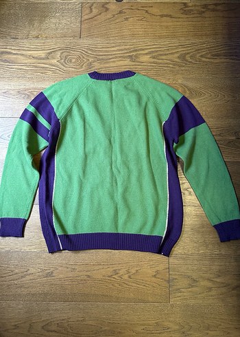 Yeşil Mor Renkli Örgü Erkek Kazak - Görsel 4