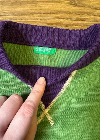 Yeşil Mor Renkli Örgü Erkek Kazak - Görsel 2