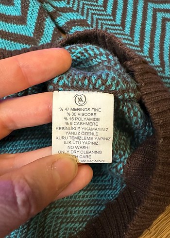 V Yaka Mavi Çizgili Örgü Erkek Kazak - Görsel 3