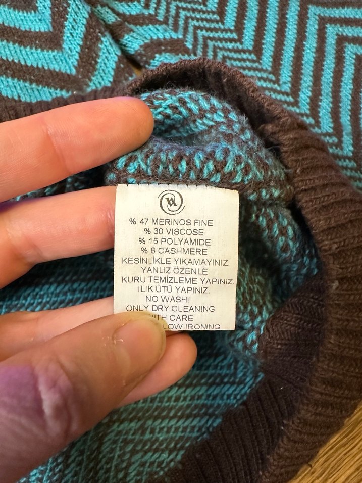 V Yaka Mavi Çizgili Örgü Erkek Kazak - Görsel 3