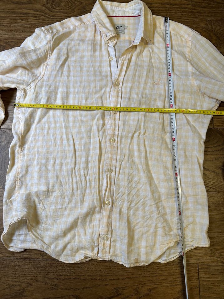 Erkek Sarı Keten Uzun Kollu Gömlek - Görsel 4