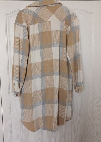 Bej Düğmeli Uzun Kollu Kışlık oduncu Gömlek - Görsel 2