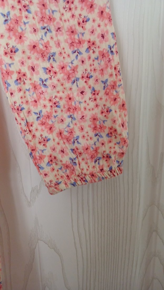 Pembe Çiçekli Uzun Kollu Kız Elbisesi - Görsel 4