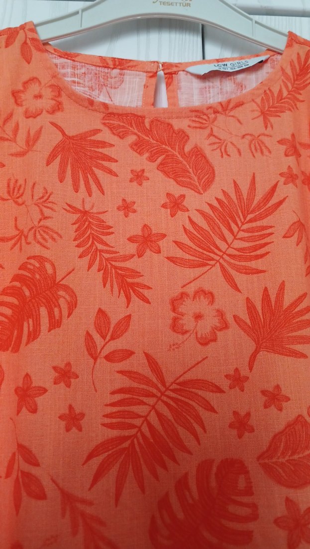 Kız Çocuk Turuncu Bohem Pilili Elbise - Görsel 3