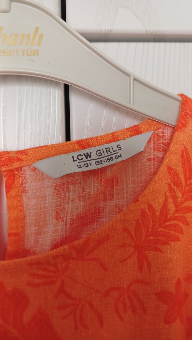 Kız Çocuk Turuncu Bohem Pilili Elbise - Görsel 4
