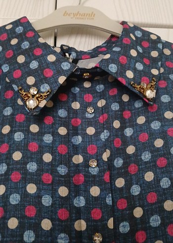 Kadın Çok Renkli Puantiyeli Gömlek - Görsel 2