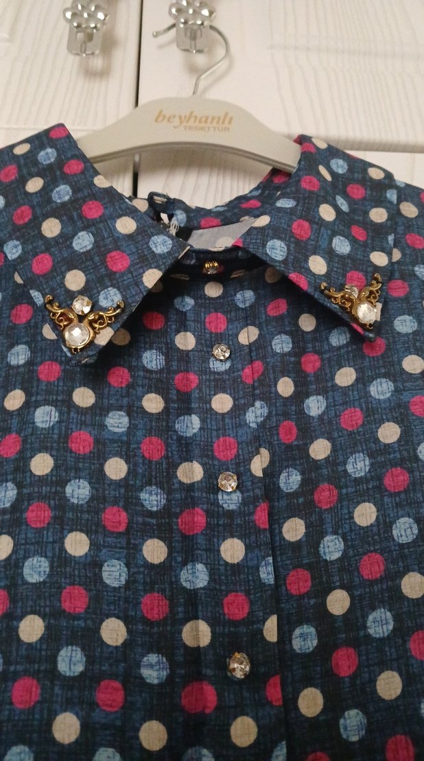 Kadın Çok Renkli Puantiyeli Gömlek - Görsel 2