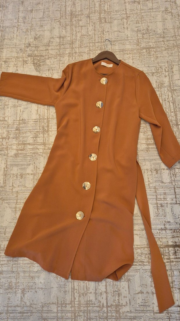 Düğmeli Uzun ister elbise isterseniz tunik kuşaklı - Görsel 5