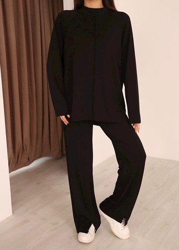 Kadın Kahverengi Uzun Kollu Salaş Eşofman Takımı - Görsel 2