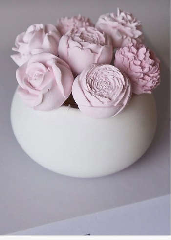 Pembe Pastel Çiçekli set. Çiçek yapay alçı solmaz kirlenmez - Görsel 2