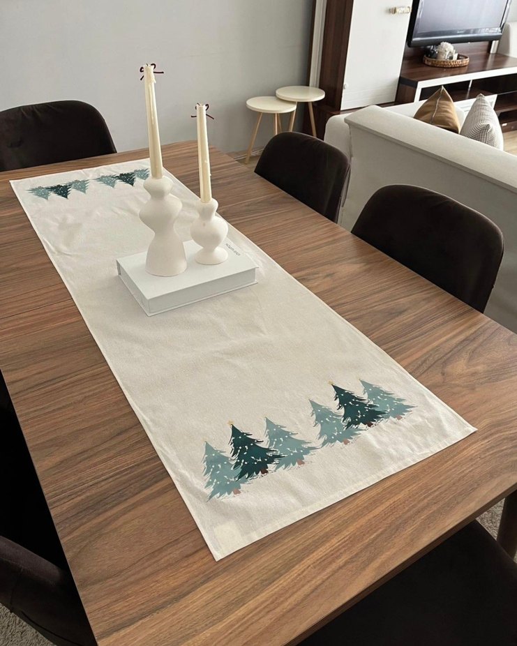 Bohem Tarzı Baskılı Beyaz desenli bir kaç desen Masa Örtüsü RUNN - Görsel 2