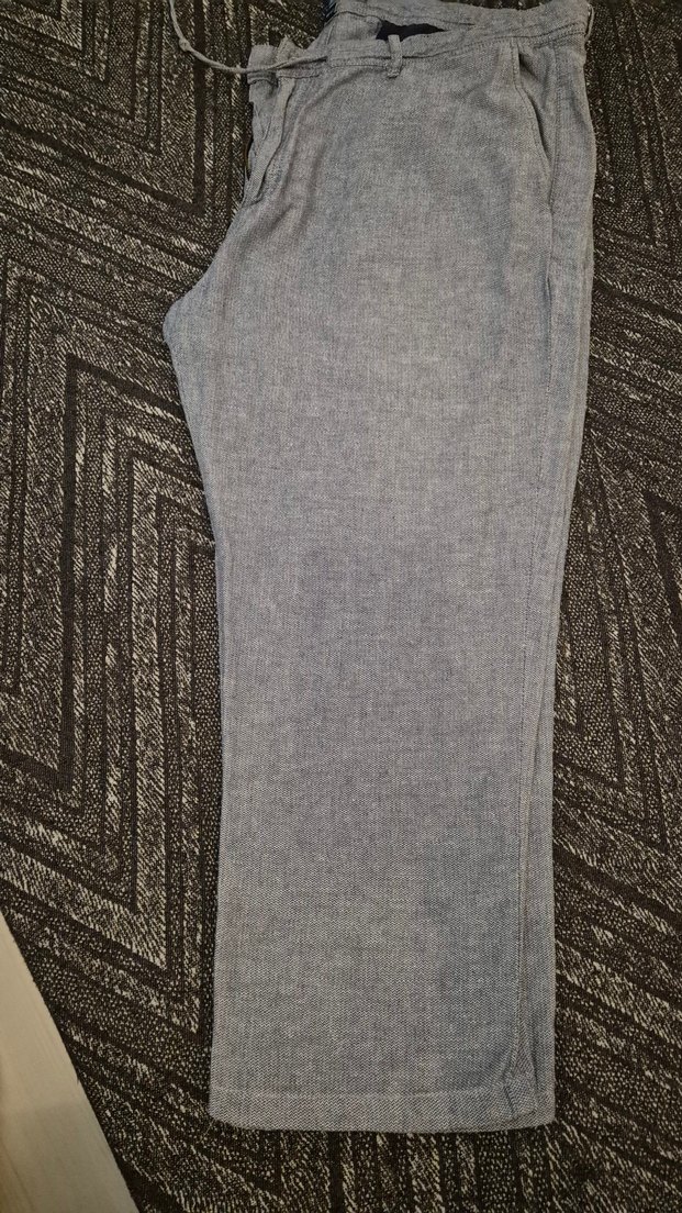 MAVİ RENK KETEN PAMUK KARIŞIMI DÖKÜMLÜ RAHAT VE ŞIK PANTOLON - Görsel 2