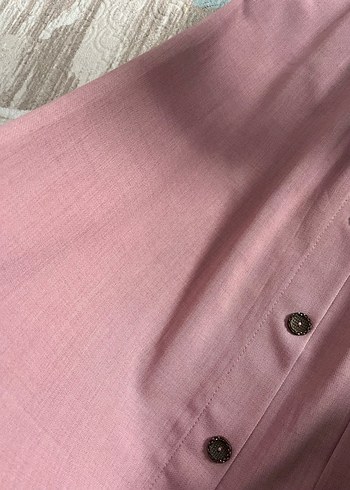 40 Beden pembe Renk Düğmeli Pembe Bohem Uzun Etek