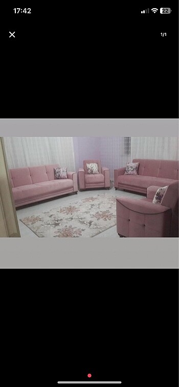 Pembe koltuk takımı