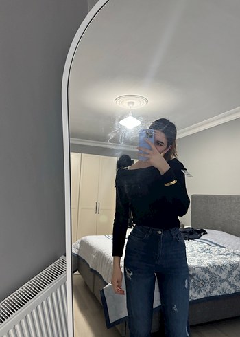 Mavi Jeans Kadın Siyah Bol Kesim Midi Boy Kot Pantolon