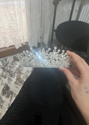 Parlak Beyaz Taşlı Gelin Tacı - Görsel 4