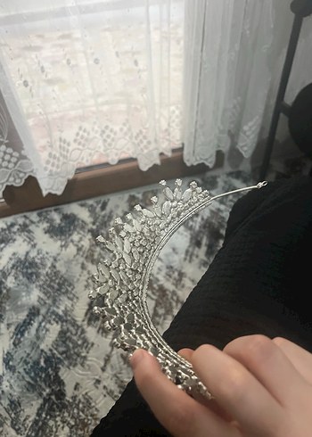 Parlak Beyaz Taşlı Gelin Tacı - Görsel 3