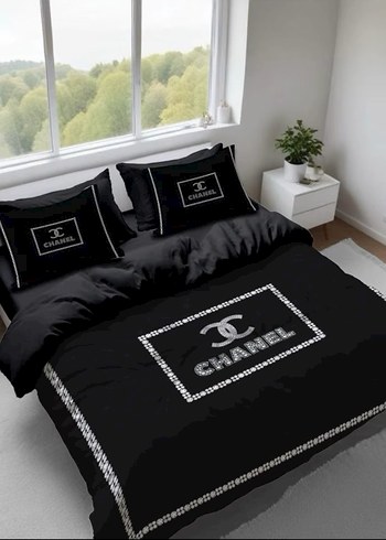 Siyah Chanel Baskılı Nevresim Takımı