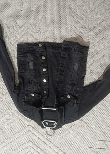 Kadın Siyah Denim Ceket - Görsel 2