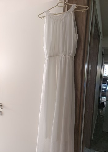 Beyaz Uzun Bohem Salaş Elbise - Görsel 2