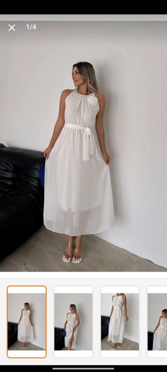 Beyaz Uzun Bohem Salaş Elbise - Görsel 5