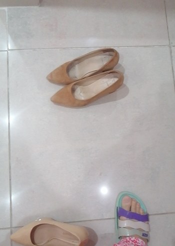 Bej Stiletto Topuklu Kadın Günlük Ayakkabı